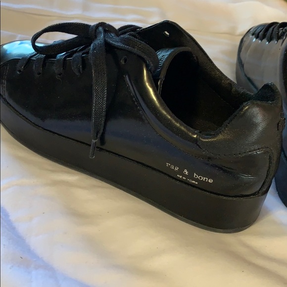 New Rag & Bone Black Leather Sneakers shoes - Picture 2 of 9
